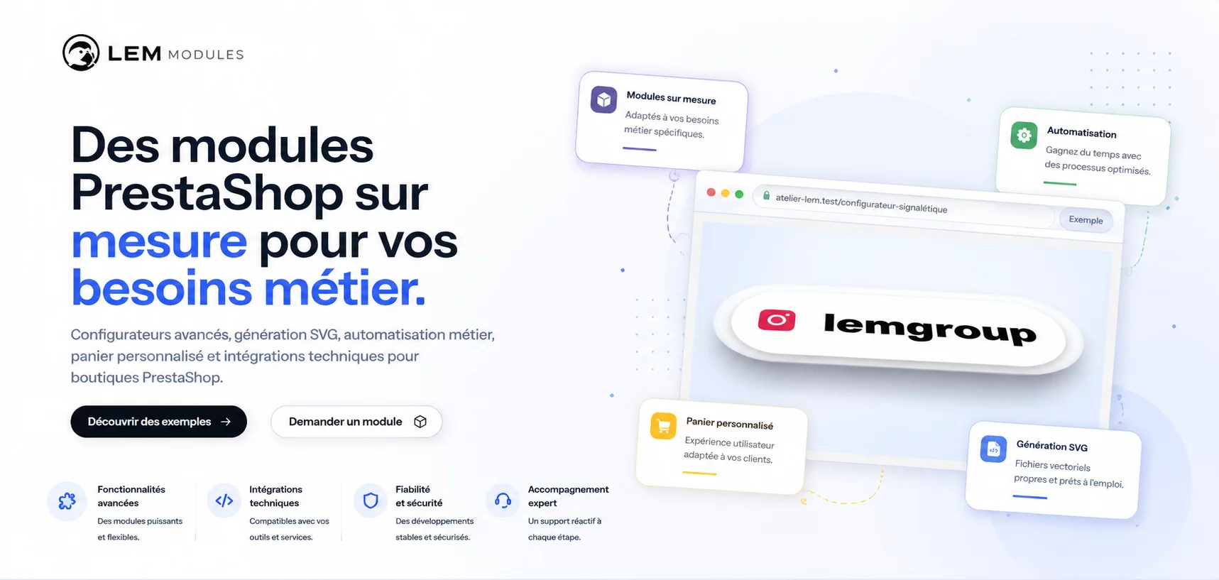 LEM Module — Des modules et configurateurs sur mesure pour boutiques PrestaShop.